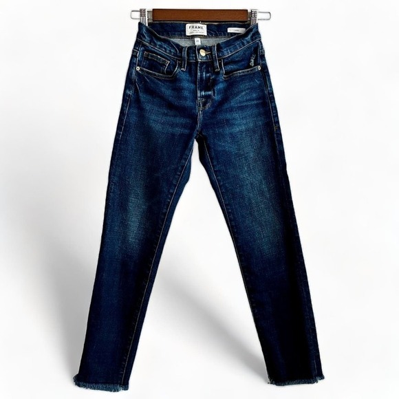 FRAME Denim Le Boy Jeans EUC Mid rise/Straight fit PondView Dark Blue size 23 - Picture 1 of 15